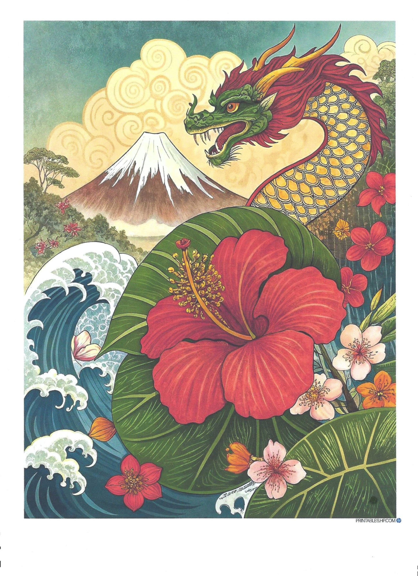 DRAGON WITH FLOWER